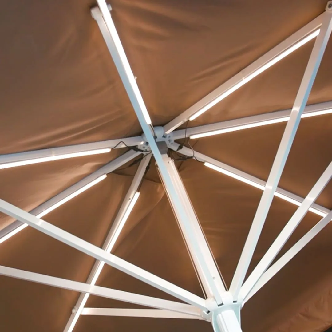 Parasolldetalj med LED-belysning