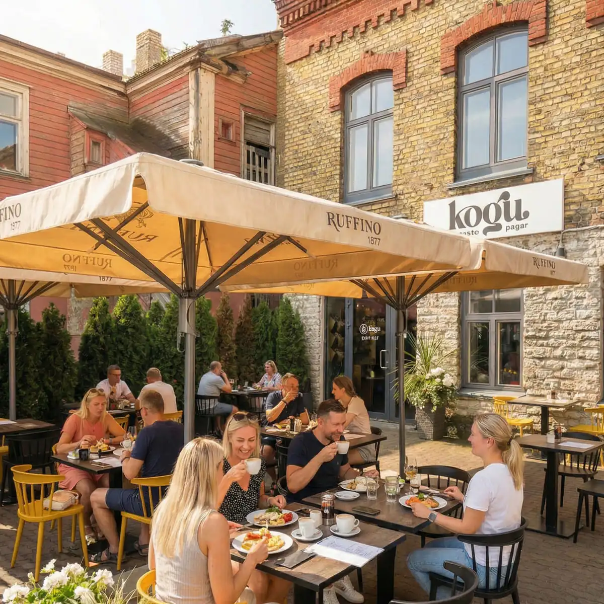 Horeca parasoller på terrassen